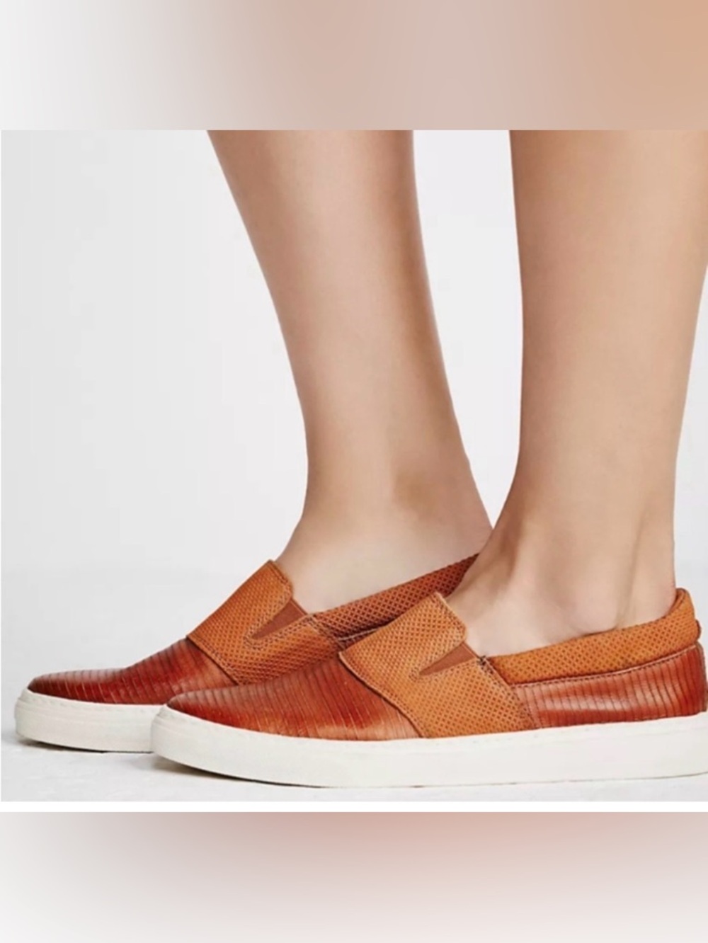 Free People Off Duty brown leather slip on loafer sneaker-39 (8.5)